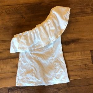 Trina Turk one shoulder Ivory top.